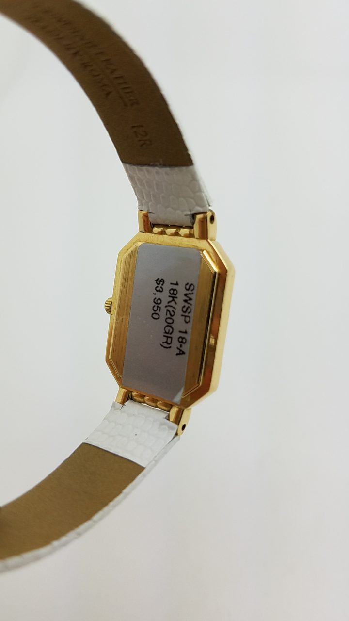 ZENITH	LADIES 18K 		WHITE	Solid Gold	Genuine Leather	20MM	DIAMOND		Quartz (Battery)	Watch