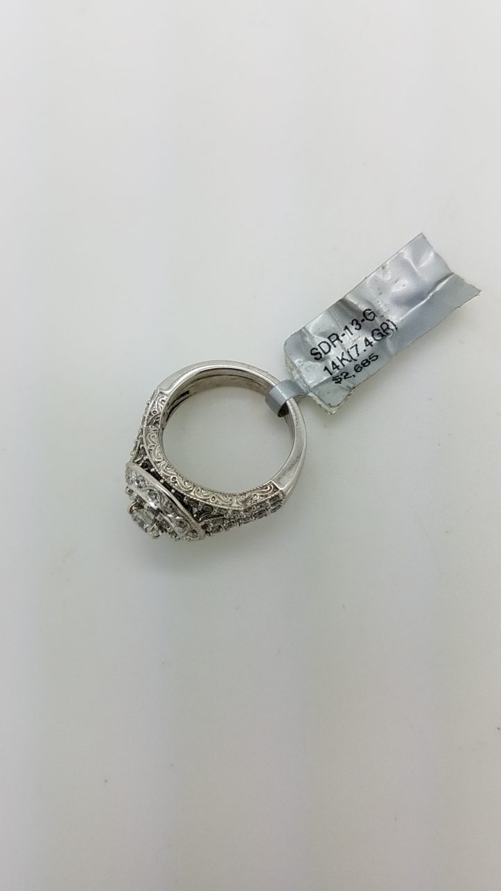 14K	White Gold	Halo engagement  milgrain band	0.40+1.00	Ct.	R	Cut	J/SI	DIAMOND		PRONG/PAVE	CLUSTER	ring