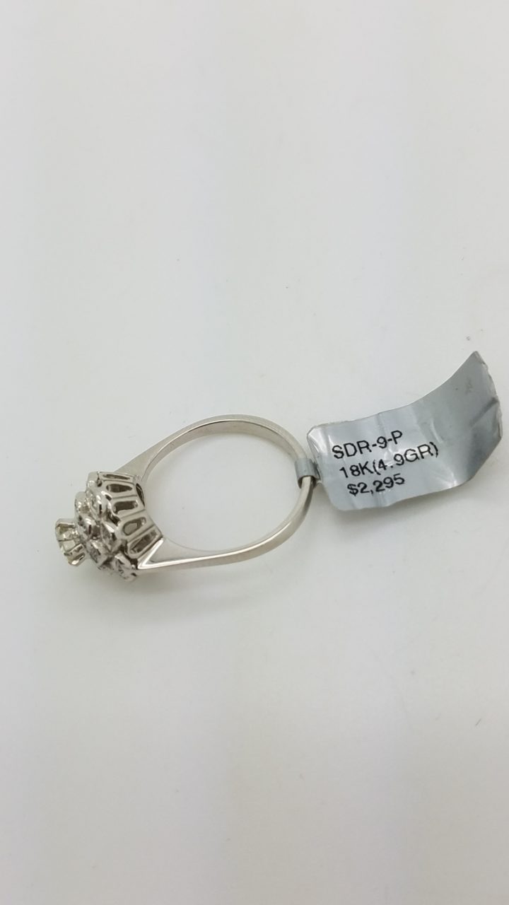 18K	White Gold	FLOWER	0.55	Ct.	ROUND	Cut		DIAMOND		MILGRAIN	CLUSTER	ring