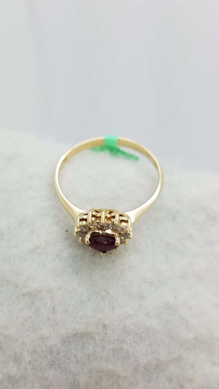 14K	Yellow Gold		HEART	Cut		PRONG-SET	RUBY	DIAMOND	COCKTAIL	ring