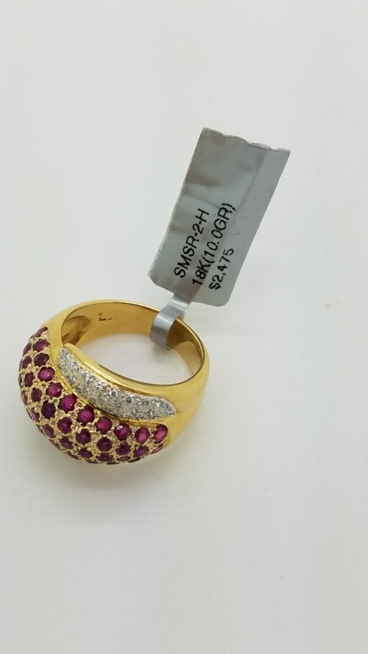 18K	Yellow Gold	BYPASS	ROUND	Cut			RUBY	DIAMOND	CLUSTER	ring