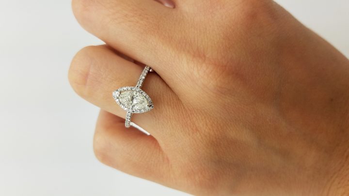 14K	White Gold	Halo and half eternity band	.95, 0.55	ct.	M+R	Cut	Diamond	J	VVS2	2-prong	Solitaire with Accents	Engagement-Ring