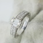 18K	White Gold	half pave	0.95+1.25	ct.	EM+R	Cut	Diamond	I	VS1	4-prong and pave	Solitaire with Accents	Engagement-Ring