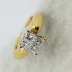 18K	Yellow Gold	Large style	0.60	ct.	PR	Cut	Diamond	I	SI2	Invisible-Set	Cluster	Engagement-Ring