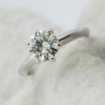 14K	White Gold	Tiffany Style	1.01	ct.	R	Cut	Diamond	L	SI1	6-prong	Solitaire	Engagement-Ring
