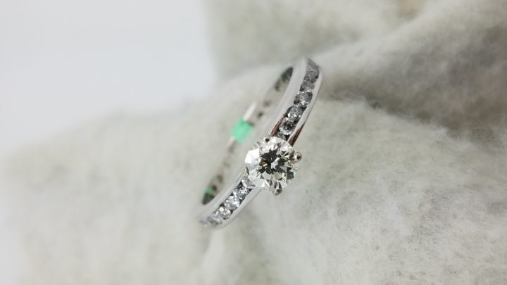 14K	White Gold	channel eternity band	0.47+0.80	ct.	Round	Cut	Diamond	J	VS2	4-prong	Solitaire with Accents	Engagement-Ring