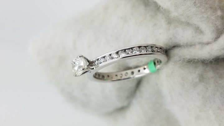 14K	White Gold	channel eternity band	0.47+0.80	ct.	Round	Cut	Diamond	J	VS2	4-prong	Solitaire with Accents	Engagement-Ring