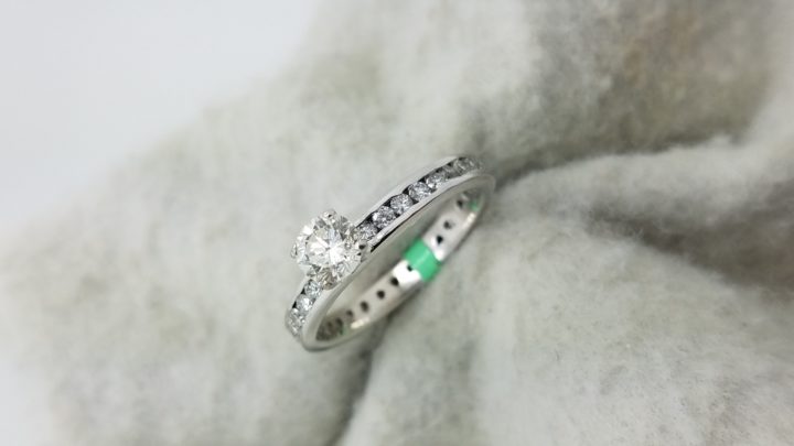 14K	White Gold	channel eternity band	0.47+0.80	ct.	Round	Cut	Diamond	J	VS2	4-prong	Solitaire with Accents	Engagement-Ring
