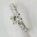 14K	White Gold		0.53+0.49	ct.	Princess	Cut	Diamond	4-prong	Solitaire with Accents		Engagement-Ring