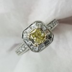 18K	TT	halo milgrain	0.80+1.00	ct.	RAD+B+R	Cut	Diamond	4-prong/ channel/pave	Solitaire with Accents		Engagement-Ring
