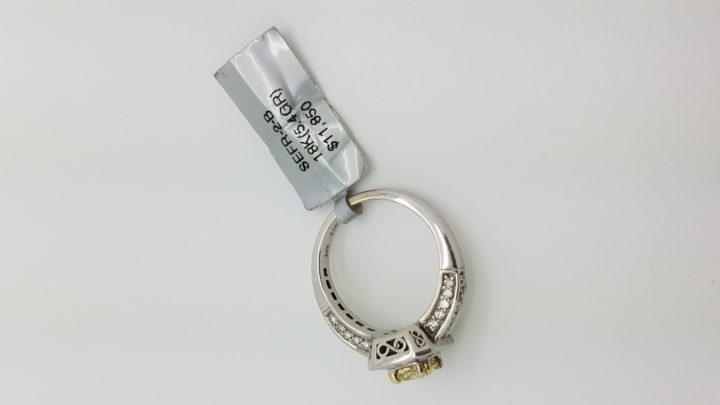 18K	TT	halo milgrain	0.80+1.00	ct.	RAD+B+R	Cut	Diamond	4-prong/ channel/pave	Solitaire with Accents		Engagement-Ring