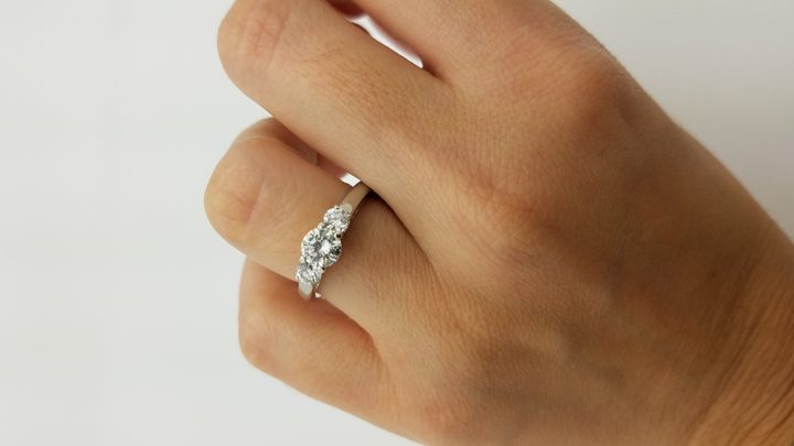 Platinum	BAILEY BANKS	1.00	CT	Round	CUT	DIAMOND		Three-Stone		Engagement-Ring