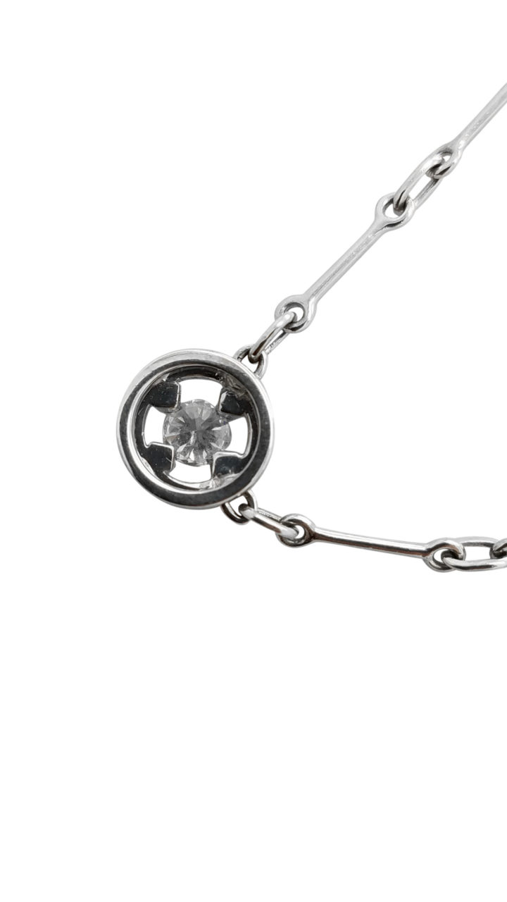 18K  White Gold  SOLITAIRE  0.20 ct  DIAMOND BEZEL necklace-pendant