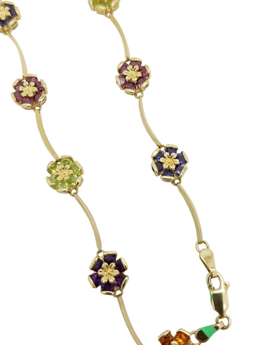 14K	Yellow Gold		FLOWER		ct		MIX GEMSTONE			necklace-pendant