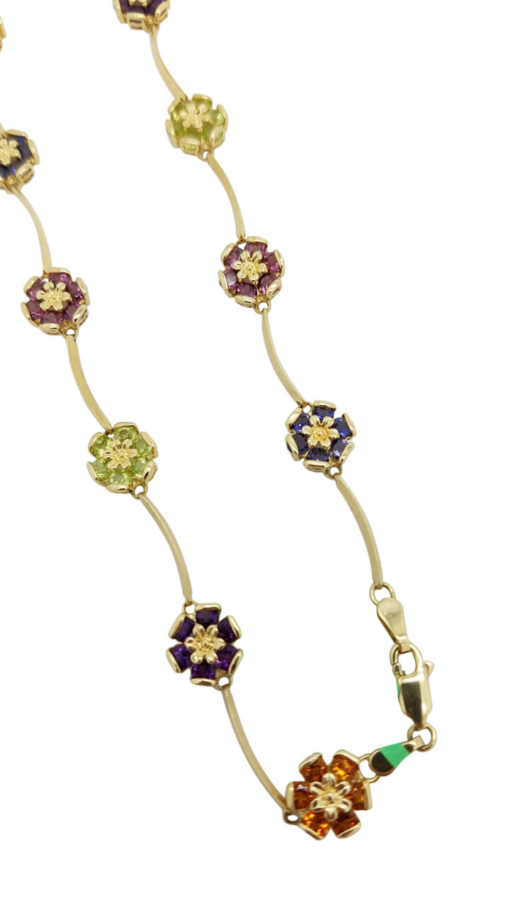 14K	Yellow Gold		FLOWER		ct		MIX GEMSTONE			necklace-pendant