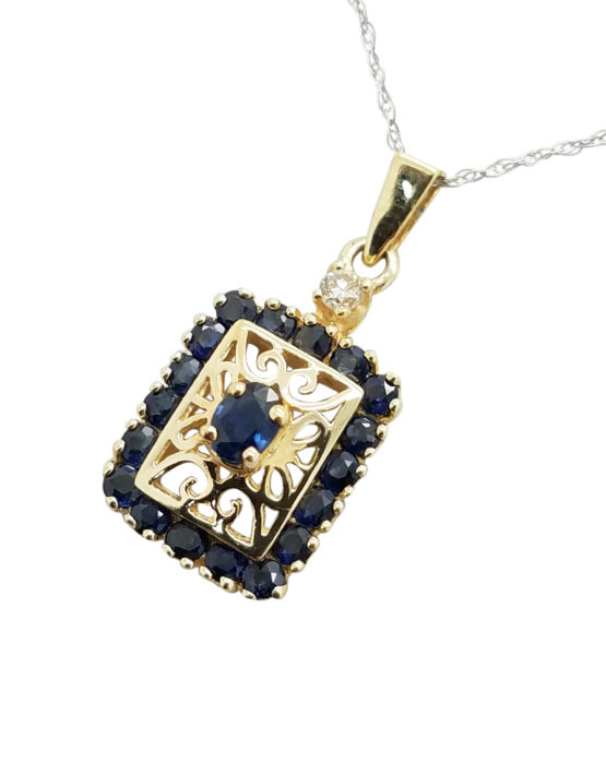 ESTATE	0.04	ct	SAPPHIRE	14K	Yellow Gold	2.4	G	necklace-pendant