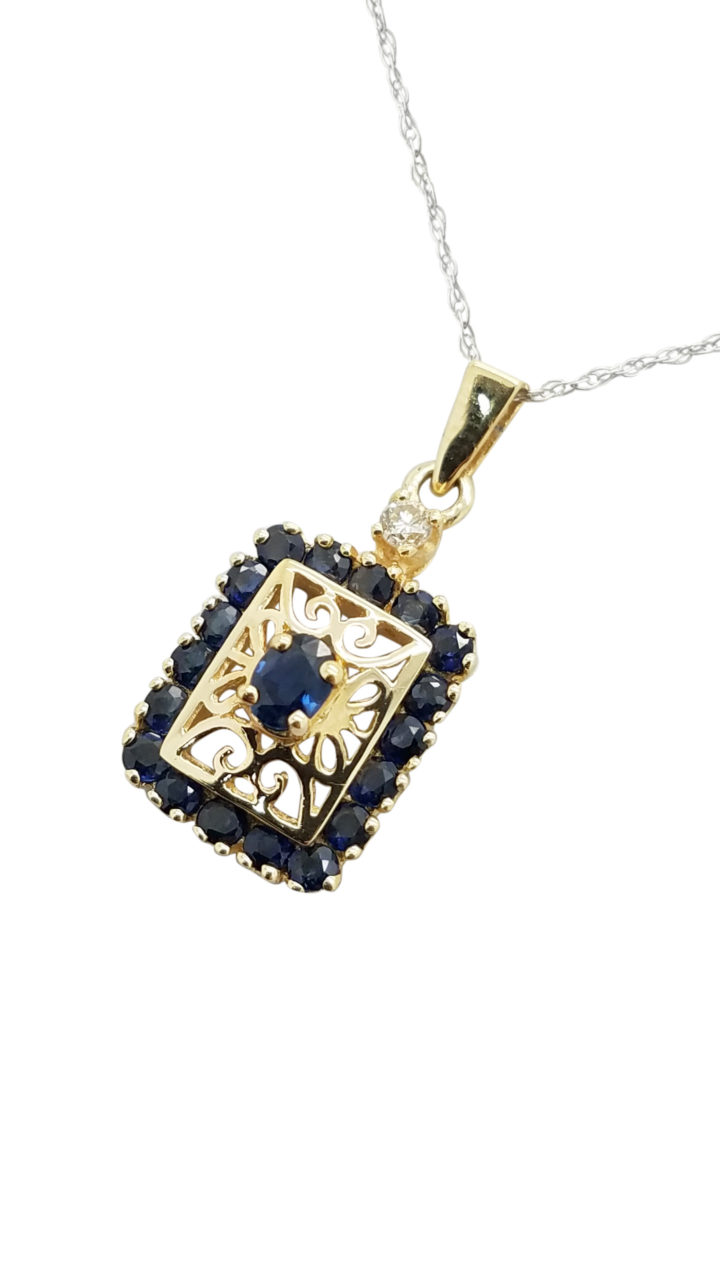 ESTATE	0.04	ct	SAPPHIRE	14K	Yellow Gold	2.4	G	necklace-pendant