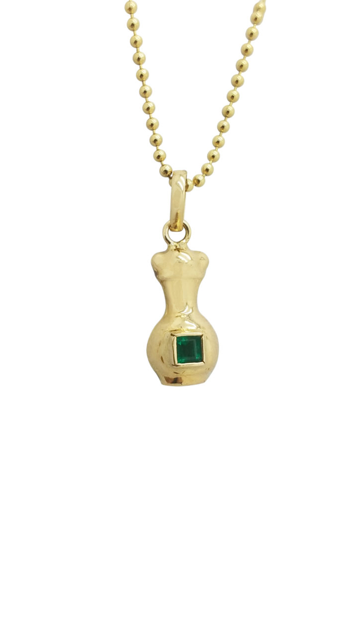 Estate EMERALD	18K	Yellow Gold	1.1	G	lantern necklace-pendant