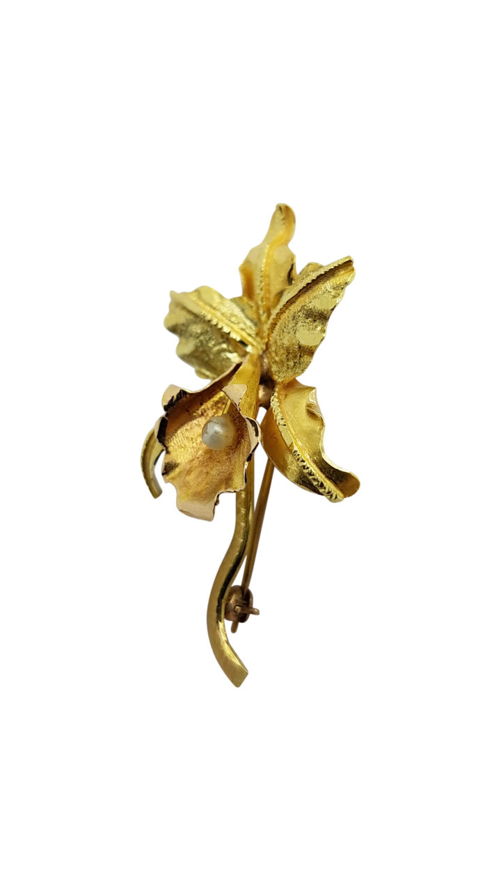 VINTAGE         PEARL        18K        Yellow Gold        5.8        G        FLOWER        PIN BROOCH                necklace-pendant
