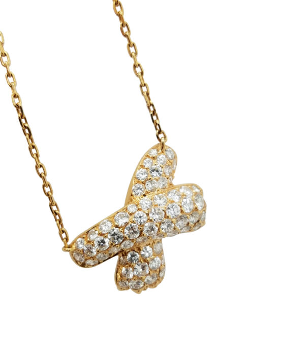 18K ROSE GOLD FRED X SHAPE 2.00 ct DIAMOND Pavé set necklace-pendant