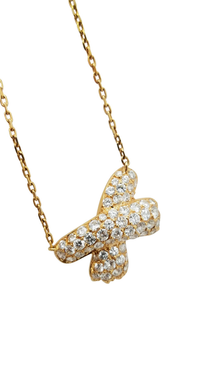 18K ROSE GOLD FRED X SHAPE 2.00 ct DIAMOND Pavé set necklace-pendant