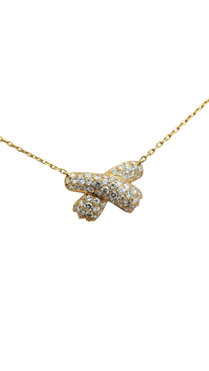 18K ROSE GOLD FRED X SHAPE 2.00 ct DIAMOND Pavé set necklace-pendant