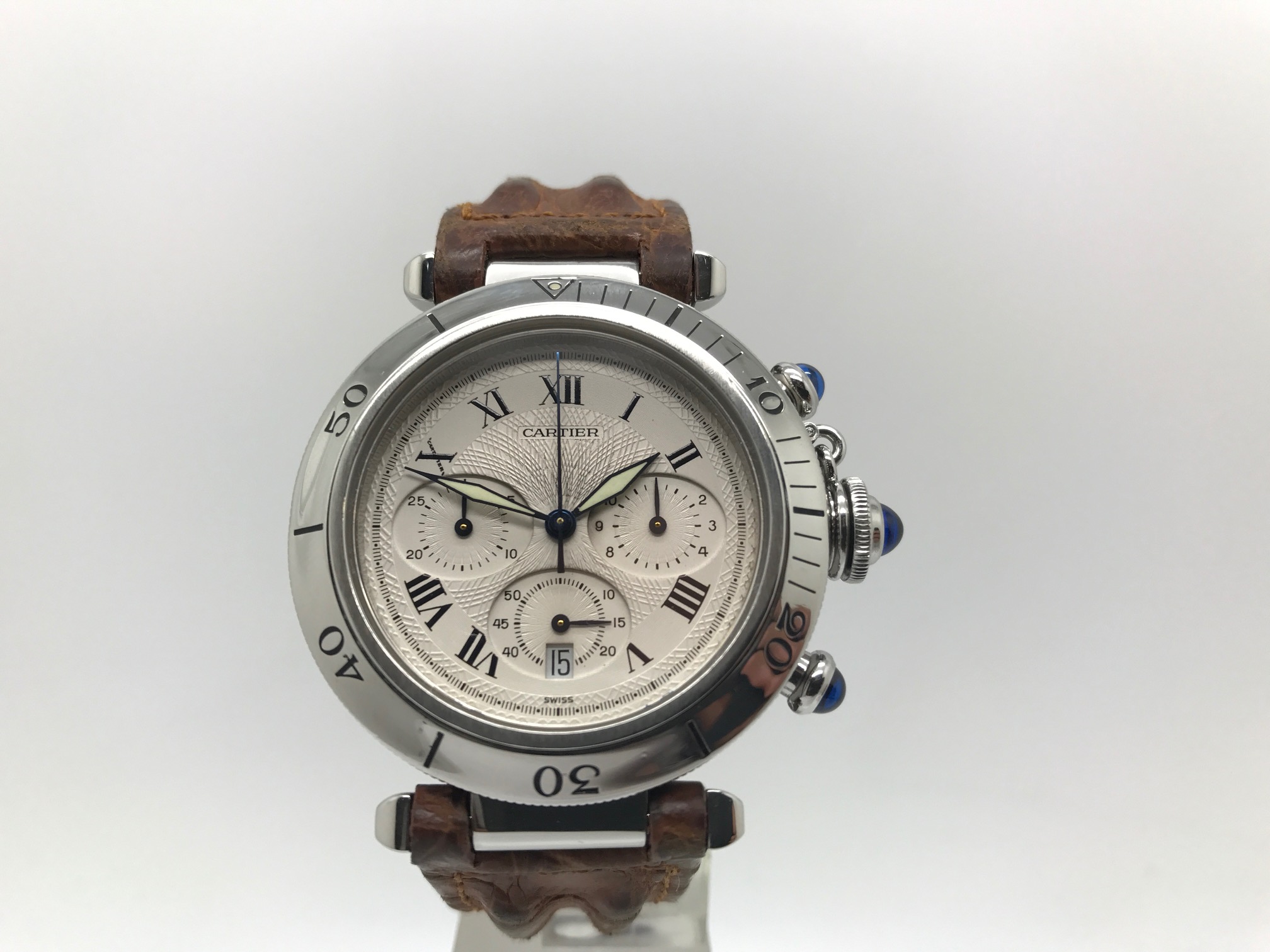 cartier pasha chronograph gents quartz watch