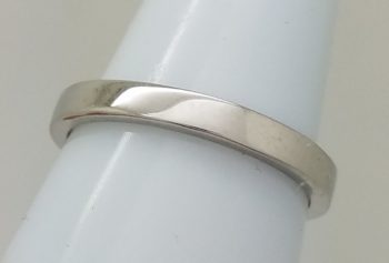 3mm Flat Wedding Band 18k white gold size 10