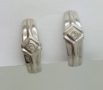 MINI DIAMOND HUGGIE EARRINGS 14K WHITE GOLD
