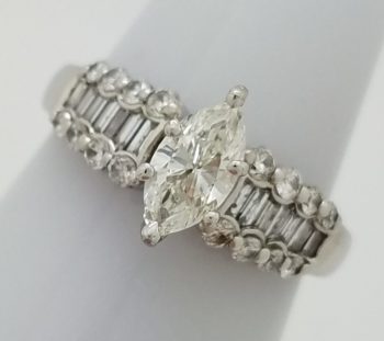Marquise Solitaire Engagement Ring 14k White Gold