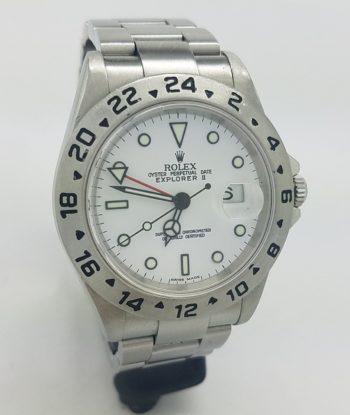 ROLEX EXPLORER II DATE WHITE 16570T 40MM STEEL MENS WATCH