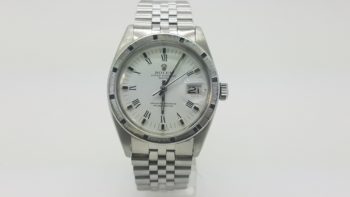 ROLEX DATE 1501 WHITE ROMAN 34MM STEEL AUTOMATIC WATCH